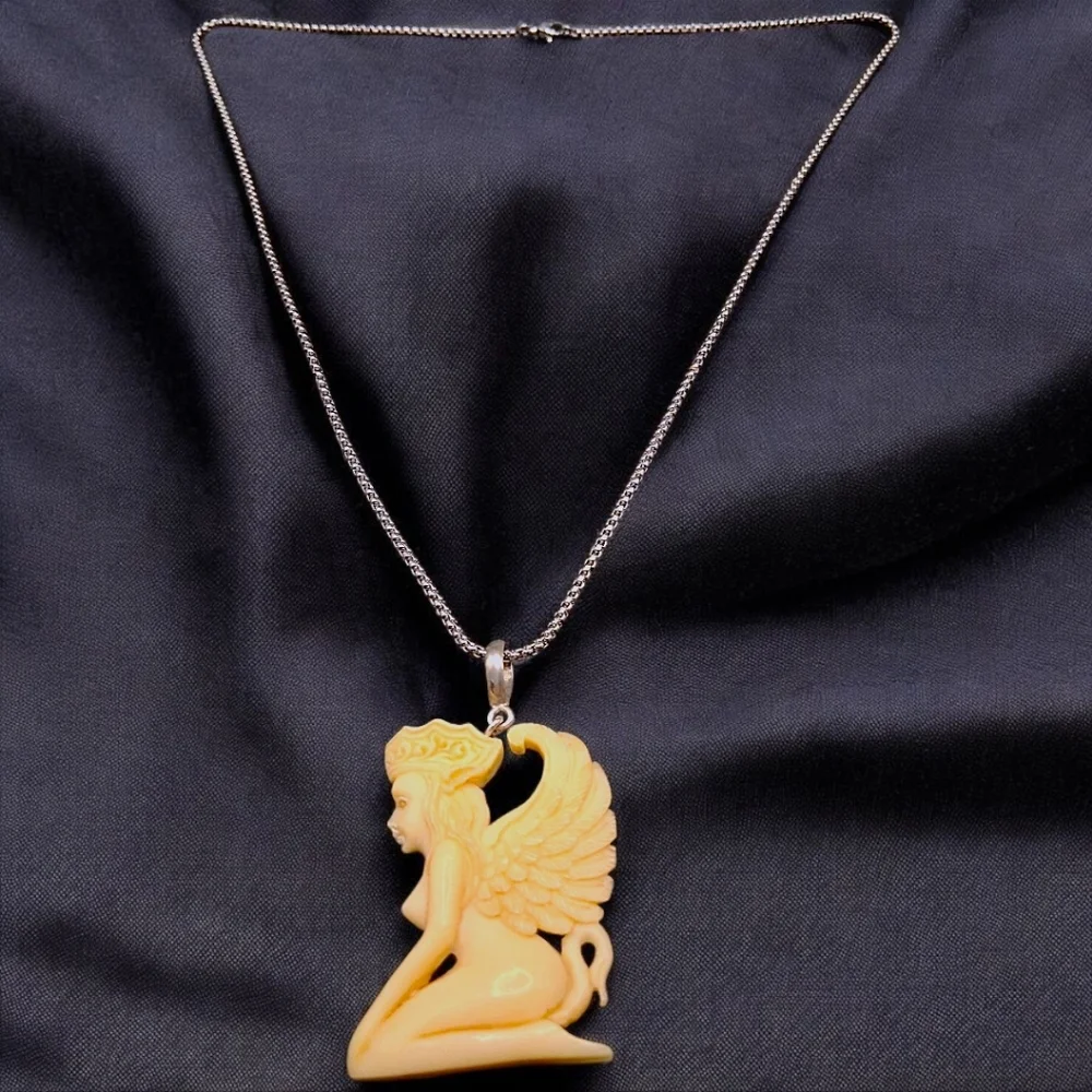 🔥Balinese Hand Carved Pendant on 24 Inch Stainless Steel Chain